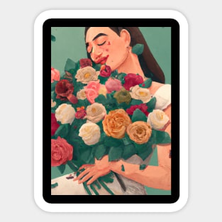 Women with Flowers Sticker